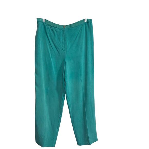 Talbots Vintage Size Size 10 Teal Pure Silk Woman’s 2 Piece Pant and Blazer Suit - Picture 5 of 16